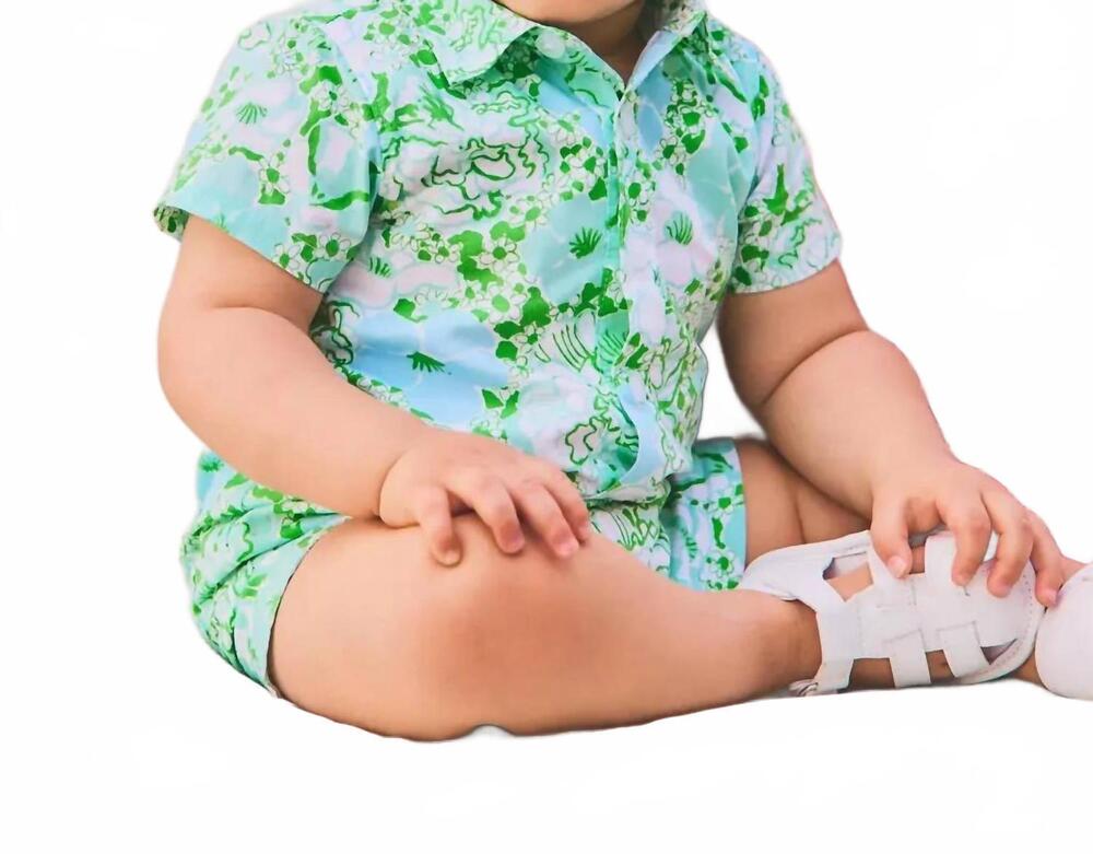 NEW LILLY PULITZER boys janie and jack infant lavi romper in mint condition burs